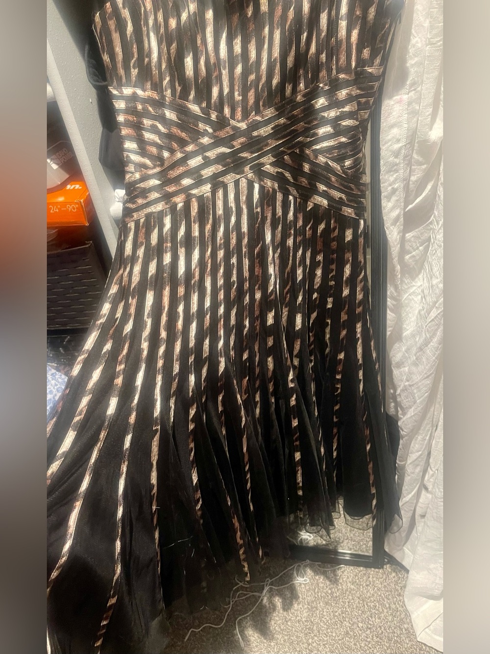 JS Collections Strapless Black and Bronze Evening Dress - Picture 2 of 5